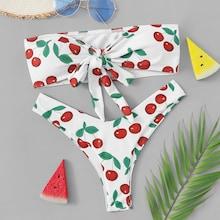 Shein Knot Front Random Pattern Bikini Set