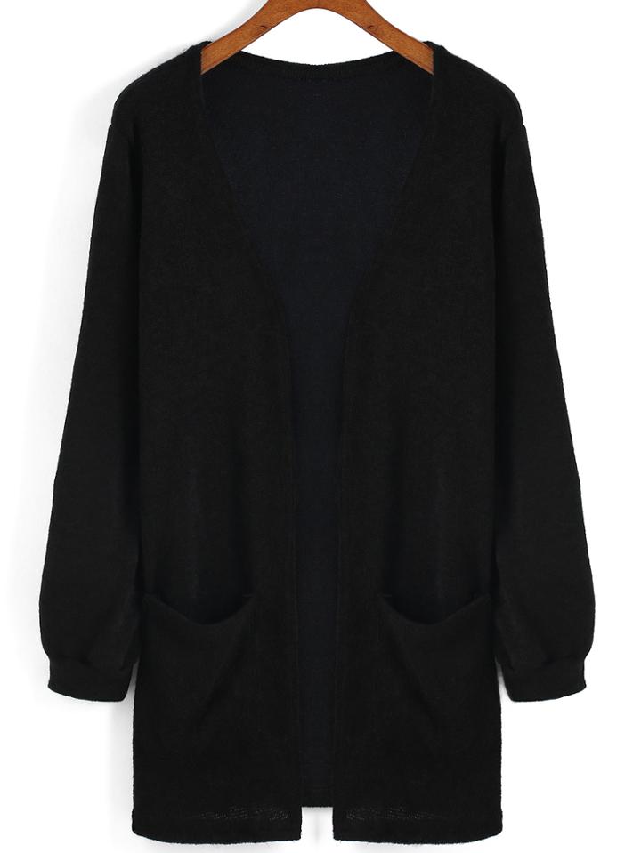 Shein Long Sleeve Pockets Cardigan