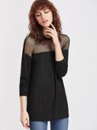Shein Black Fishnet Yoke T-shirt