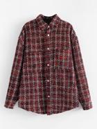 Shein Curved Hem Plaid Tweed Blouse