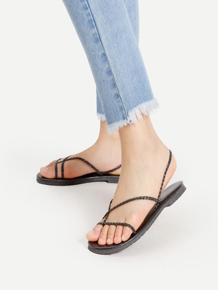 Shein Braid Strap Toe Post Sandals
