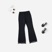 Shein Girls Pom Pom Hem Flared Pants