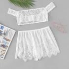 Shein Plus Off The Shoulder Lace Top With Shorts