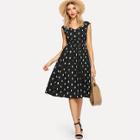 Shein Shirred Waist Zip Back Fit & Flare Dress