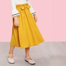 Shein Girls Bow Waist Flare Skirt