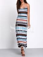 Shein Colored Stripe Spaghetti Strap Maxi Dress