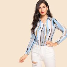 Shein Striped Print Blouse