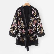 Shein Embroidery Self Tie Kimono