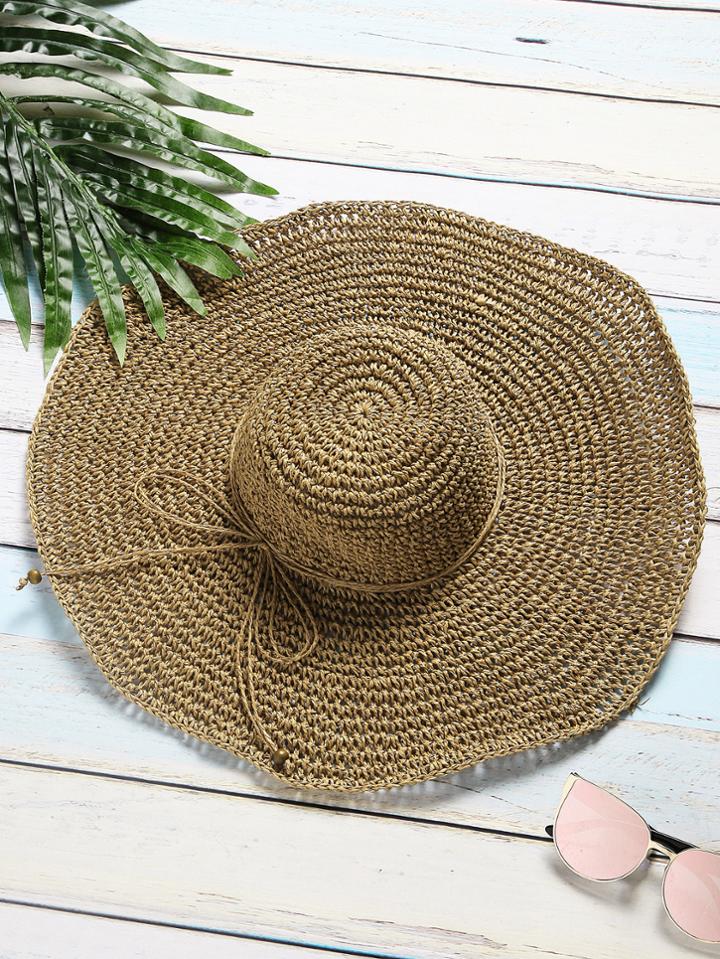 Shein Coffee Bow Tie Floppy Hat