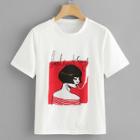Shein Letter And Figure Print Tee