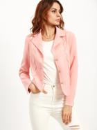 Shein Pink Single Breasted Blazer With Scallop Detail