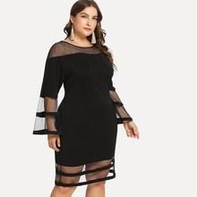 Shein Plus Contrast Mesh Tunic Dress