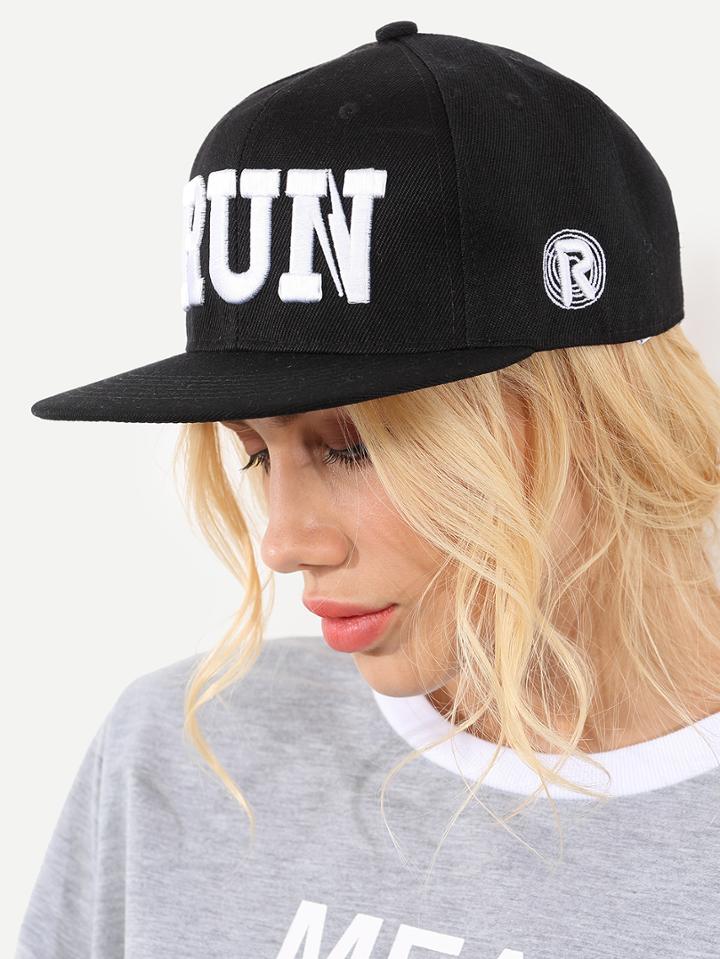 Shein Black Letters Canvas Baseball Hat