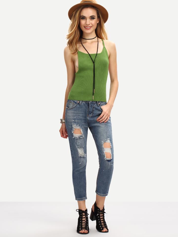 Shein Distressed Ankle Jeans