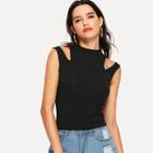 Shein Mock Neck Cutout Shoulder Top