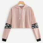 Shein Drawstring Hoodie Cut Out Sleeve Sweatshirt