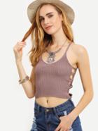 Shein Crisscross Side Ribbed Knit Crop Cami Top