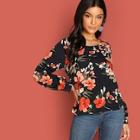 Shein Flower Print Round Neck Top