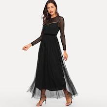 Shein Mesh Contrast Solid Dress
