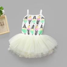 Shein Girls Ice Cream Print Tiered Mesh Dress