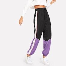 Shein Drawstring Waist Cut And Sew Pants