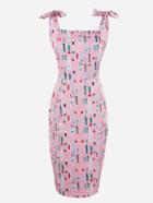 Shein Allover Print Tie-strap Slim Dress