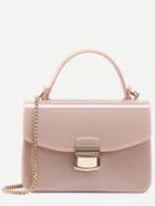Shein Apricot Pushlock Closure Plastic Flap Bag With Chain