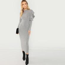 Shein Ruffle Detail Solid Dress