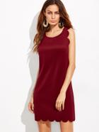 Shein Burgundy Scallop Trim Tank Dress