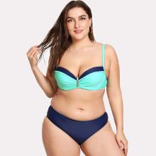 Shein Plus Ruched Detail Colorblock Bikini Set