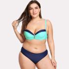 Shein Plus Ruched Detail Colorblock Bikini Set