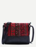 Shein Black Geometric Pattern Crossbody Bag With Adjustable Strap