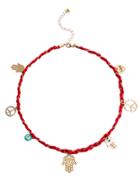 Shein Red Cord Gold Chain Iconic Charm Bracelet