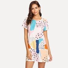 Shein Graphic Print Round Neck Dress