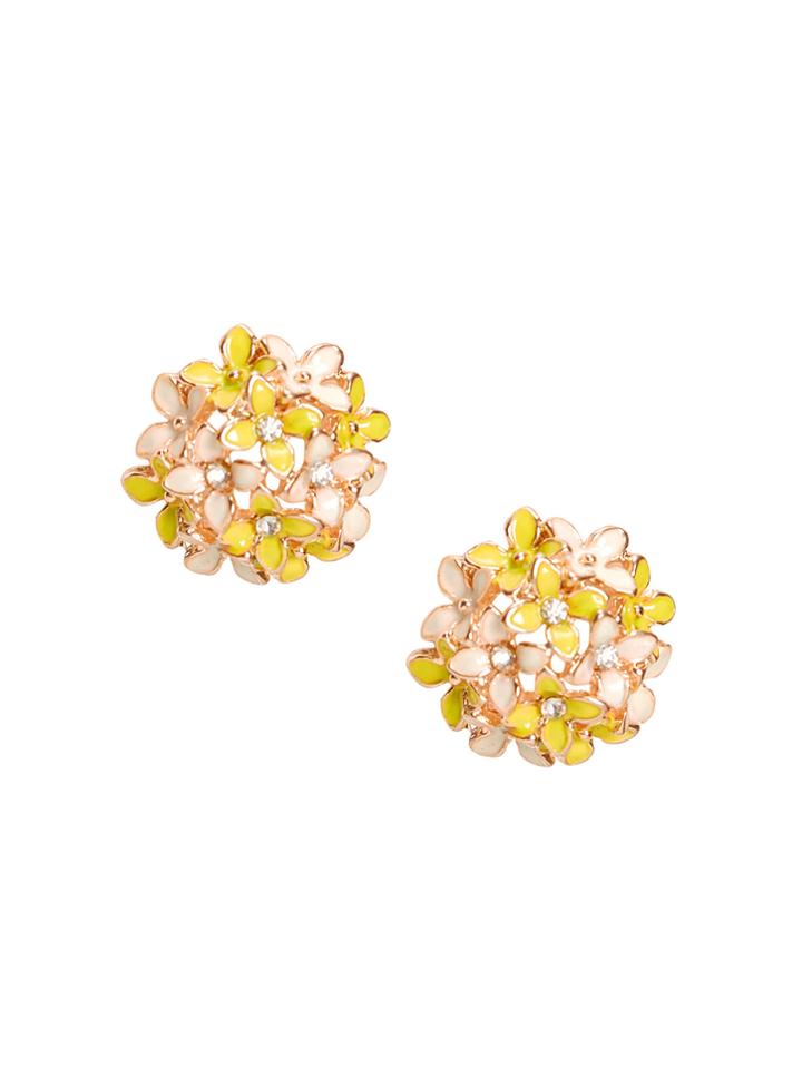 Shein Rhinestone Clover Design Flower Shaped Stud Earrings