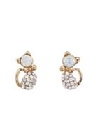 Shein Gold Plated White Crystal Rhinestone Ear Stud Earrings