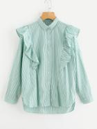 Shein Frill Trim Stepped Hem Blouse