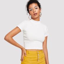 Shein Solid Crop Tee
