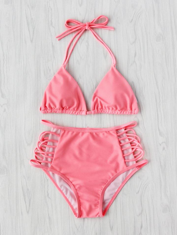 Shein Cutout High Waist Triangle Bikini Set
