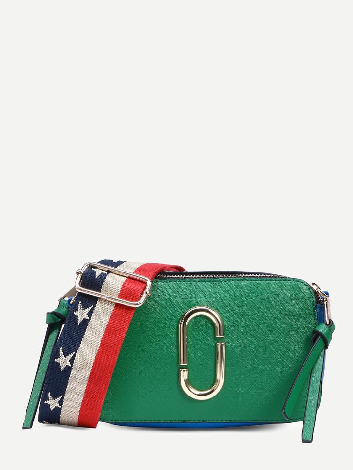 Shein Multicolor Metal Plate Accent Clutch With Strap