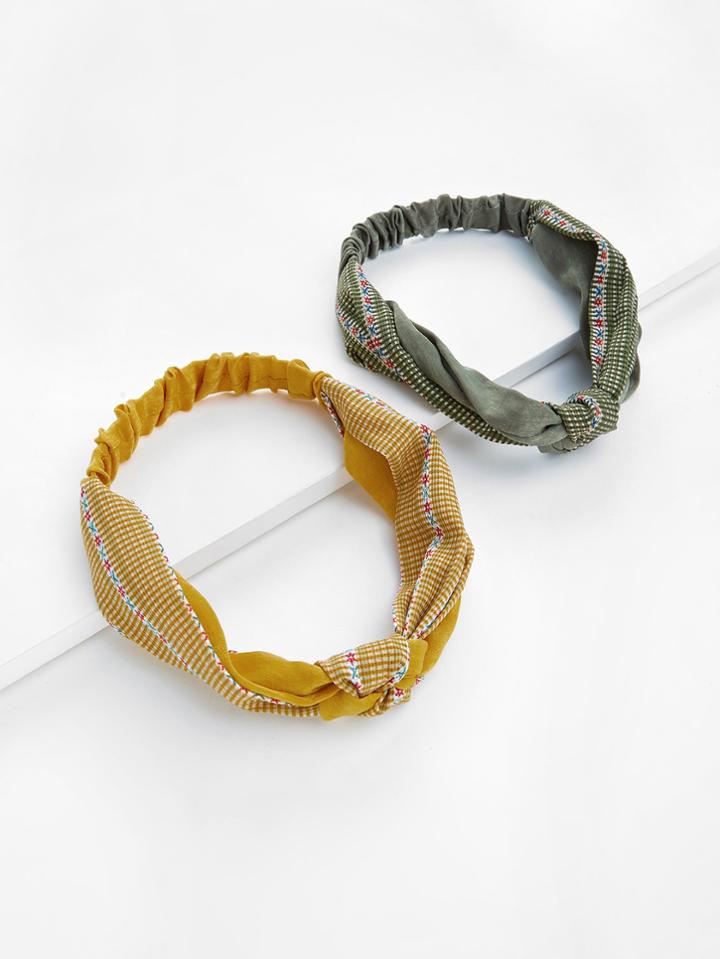 Shein Plaid Knot Headband 2pcs