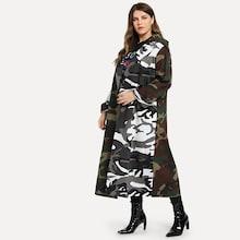 Shein Plus Camo Print Cut And Sew Outerwear