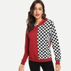 Shein Check Plaid Contrast Hoodie