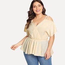 Shein Cold Shoulder Peplum Solid Top