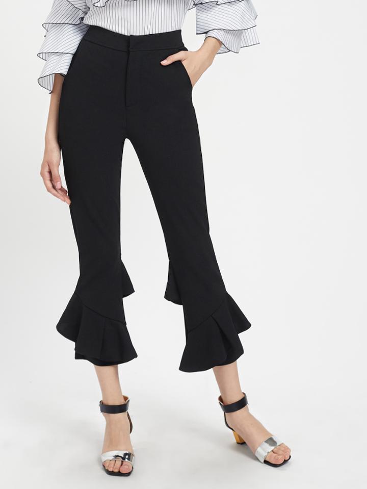 Shein Frill Trim Cropped Pants