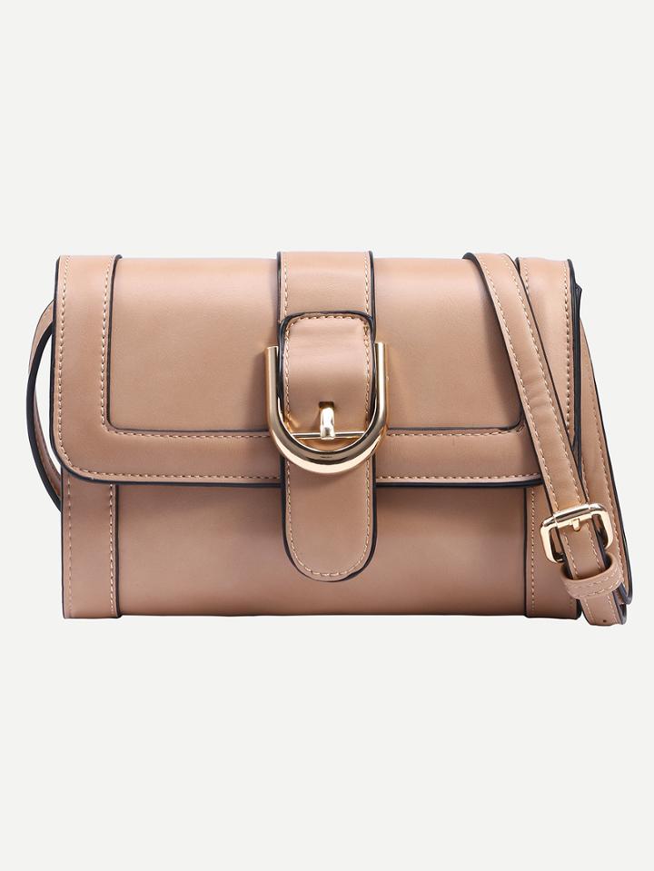 Shein Apricot Buckled Strap Front Shoulder Bag