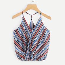 Shein Striped Wrap Striped Halter Top