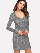 Shein Double Breasted Plaid Dress