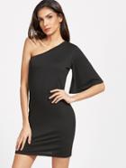 Shein Black One Shoulder Sheath Dress