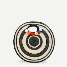 Shein Pom Pom Detail Round Straw Clutch Bag